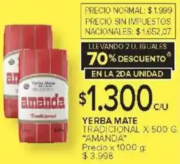 Carrefour Amanda yerba mate tradicional oferta