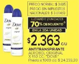 Carrefour Dove antitranspirante aerosol original oferta