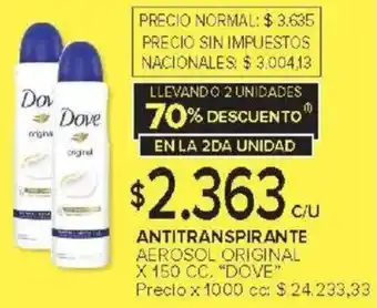 Carrefour Dove antitranspirante aerosol original oferta