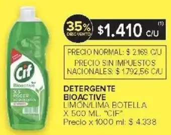 Carrefour Cif detergente bioactive limon/lima botella oferta