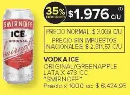 Carrefour Smirnoff vodka ice original/greenapple lata oferta