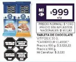 Carrefour Carrefour classic tableta de chocolate v/tipos oferta