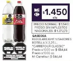 Carrefour Carrefour classic gaseosa regular/light v/sabores botella oferta