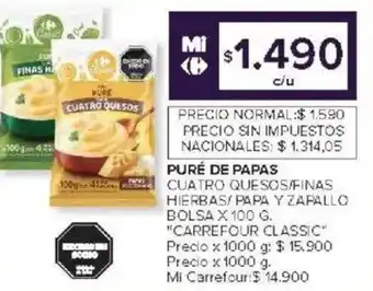 Carrefour Carrefour classi puré de papas cuatro quesos/finas oferta