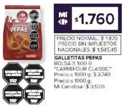 Carrefour Carrefour classic galletitas pepas bolsa oferta