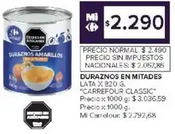 Carrefour Carrefour classic duraznos en mitades lata oferta