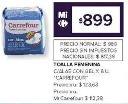 Carrefour Carrefour toalla femenina c/alas con gel oferta