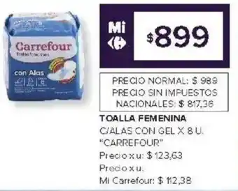 Carrefour Carrefour toalla femenina c/alas con gel oferta