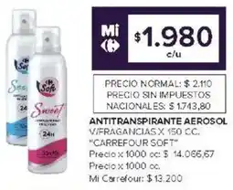Carrefour Carrefour soft antitranspirante aerosol vifragancias oferta