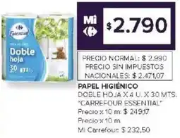 Carrefour Carrefour essential papel higiénico doble hoja oferta