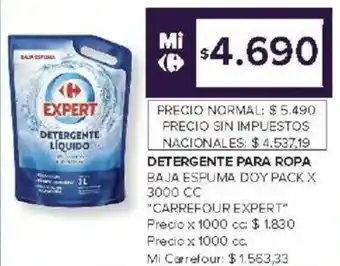 Carrefour Carrefour expert detergente para ropa baja espuma doy pack oferta