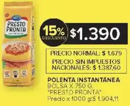 Carrefour Presto pronta polenta instantánea oferta