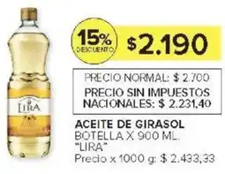 Carrefour Lira aceite de girasol botella oferta