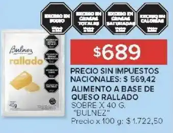 Carrefour Bulnez alimento a base de queso rallado sobre oferta
