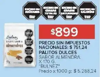 Carrefour Bulnez palitos dulces sabor almendra oferta