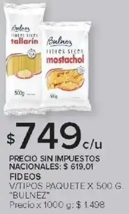 Carrefour Bulnez fideos v/tipos paquete oferta