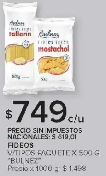 Carrefour Bulnez fideos v/tipos paquete oferta