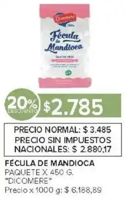 Carrefour Dicomere fécula de mandioca paquete oferta