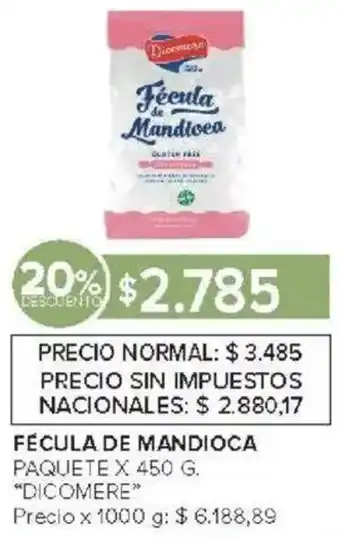 Carrefour Dicomere fécula de mandioca paquete oferta
