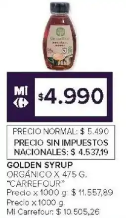 Carrefour Carrefour golden syrup orgánico oferta