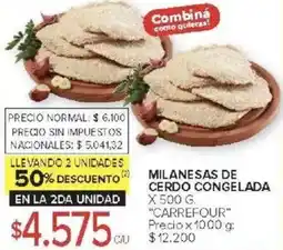 Carrefour Carrefour milanesas de cerdo congelada oferta