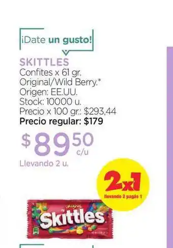 Farmacity Skittles Confites Original/Wild Berry x 61gr oferta
