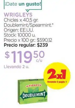 Farmacity Wrigleys Chicles Doublemint/Spearmint x 40.5gr oferta