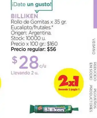 Farmacity Billiken Rollo De Gomitas Eucalipto-frutales x 35gr oferta