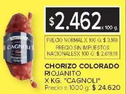 Carrefour Cagnoli chorizo colorado riojanito oferta