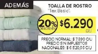 Carrefour Tex basic toalla de rostro oferta