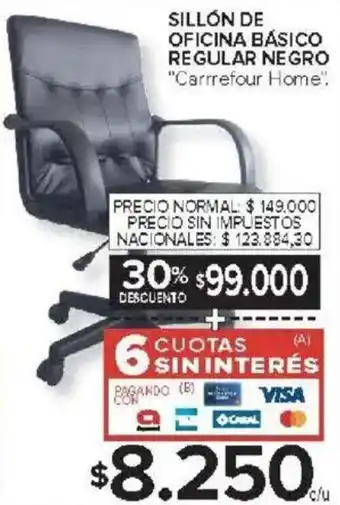 Carrefour Carrrefour home sillón de oficina básico regular negro oferta