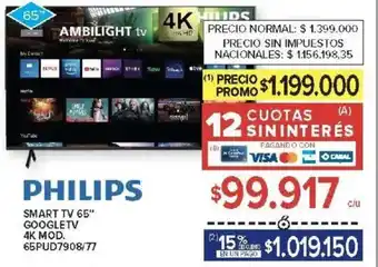 Carrefour Philips smart tv 65" oferta