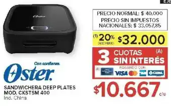 Carrefour Oster sandwichera deep plates mod. ckstsm 400 oferta