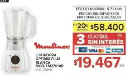 Carrefour Moulinex licuadora optimix plus blanca oferta