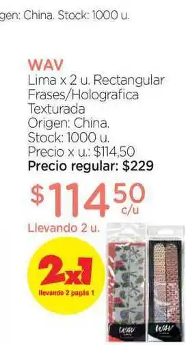 Farmacity Wav Lima Rectangular Frases-holografica Texturada x 2u. oferta