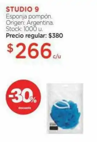 Farmacity Studio 9 Esponja Pompón -30% Descuento oferta