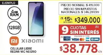 Carrefour Xiaomi celular libre redmi 14c negro oferta