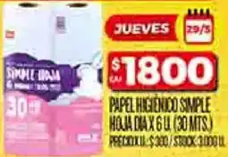 Supermercados DIA Dia papel higienico simple hoja oferta