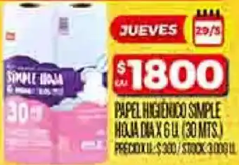 Supermercados DIA Dia papel higienico simple hoja oferta