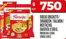 Supermercados DIA Favorita fideos spaghetti tirabuzon/tallarin/ mostachol oferta