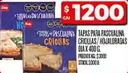 Supermercados DIA Dia tapas pascualina tapas para pascualina criours criollas/hojaldradas oferta