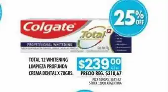 Pigmento Total 12 Whitening Limpieza Profunda Crema Dental oferta