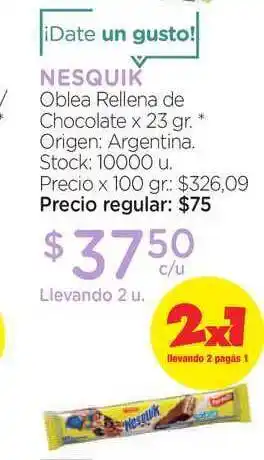 Farmacity Nesquik Oblea Rellena de Chocolate x 23gr oferta