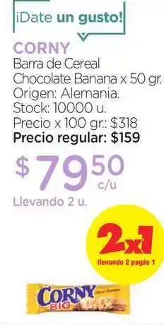 Farmacity Corny Barra De Cereal Chocolate Banana x 50gr oferta