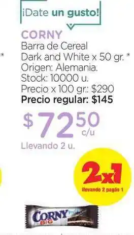 Farmacity Corny Barra de Cereal Dark and White x 50gr oferta