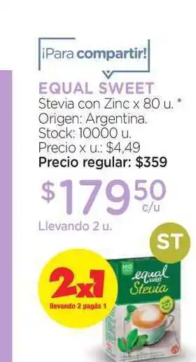 Farmacity Equal Sweet Stevia con Zinc x 80u. oferta