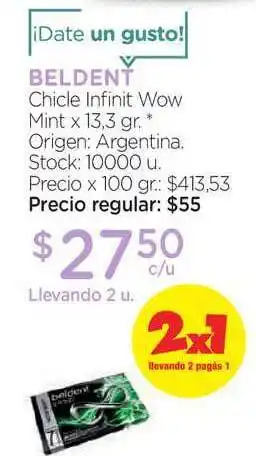 Farmacity Beldent Chicle Infinit Wow Mint x 13,3gr oferta