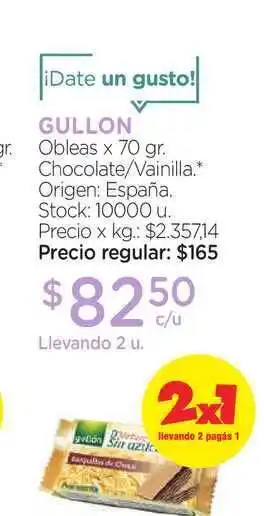 Farmacity Gullon Obleas Chocolate/Vainilla x 70gr oferta