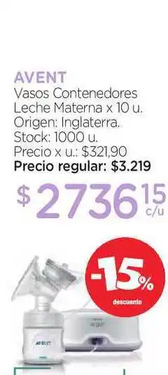 Farmacity Avent Vasos Contenedores Leche Materna x 10u oferta
