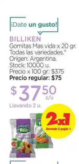 Farmacity Billiken Gomitas Mas Vida Todas las variedades x 20gr oferta